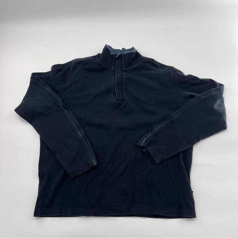 BOSS Hugo Boss Navy Blue Pullover Sweater Men’s Snap Button Cotton